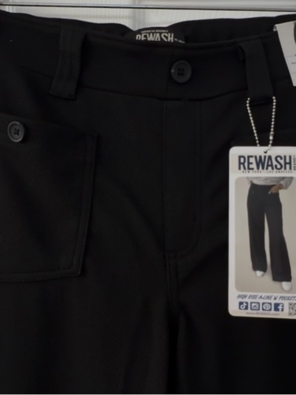 Rewash Women’s Black Wide-Leg High-Rise Pants